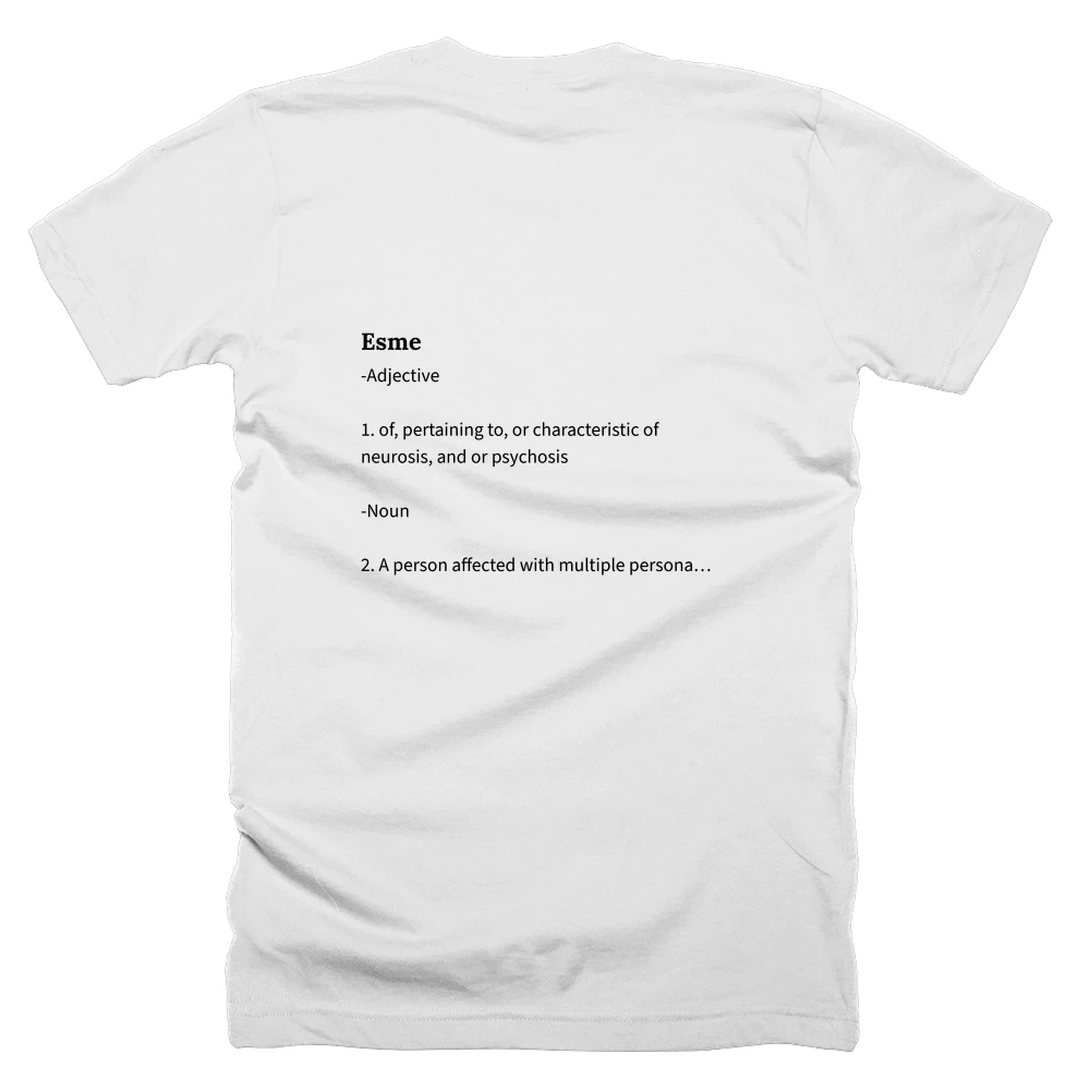 T-shirt with a definition of 'Esme' printed on the back