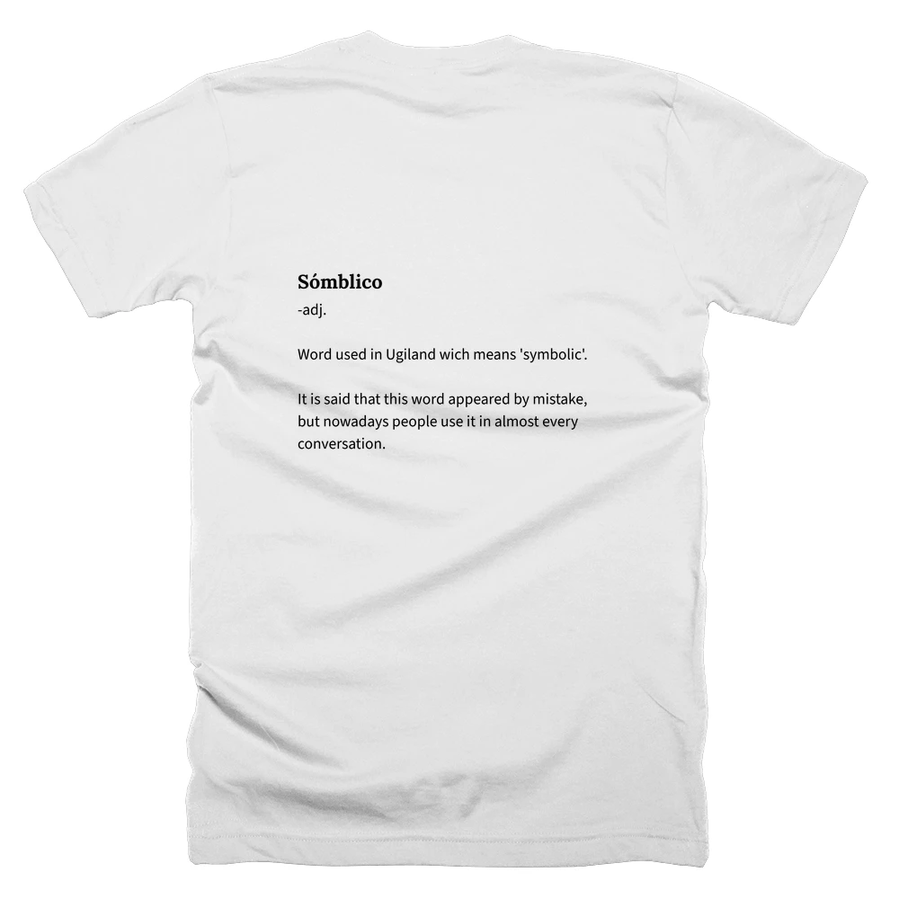 T-shirt with a definition of 'Sómblico' printed on the back