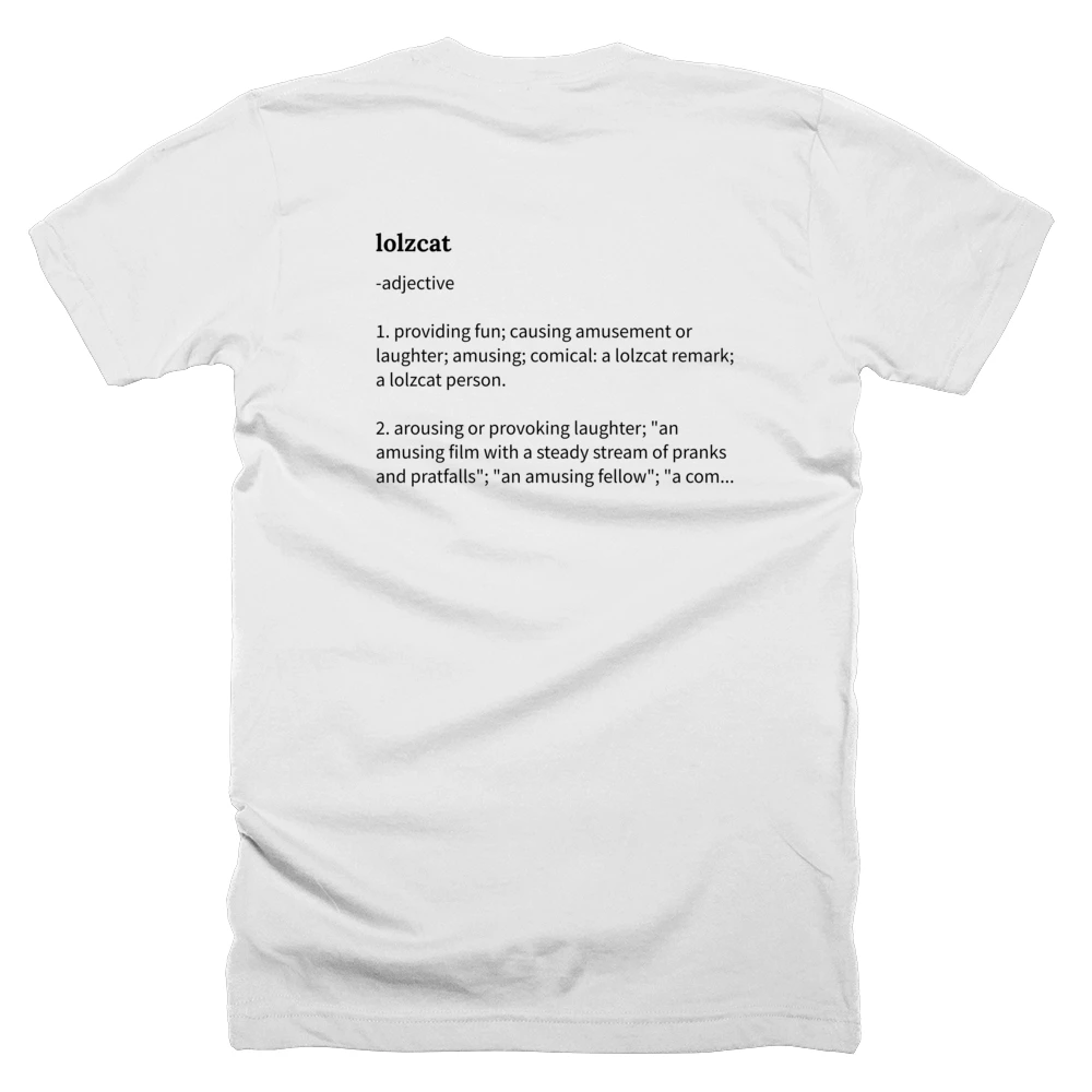 T-shirt with a definition of 'lolzcat' printed on the back