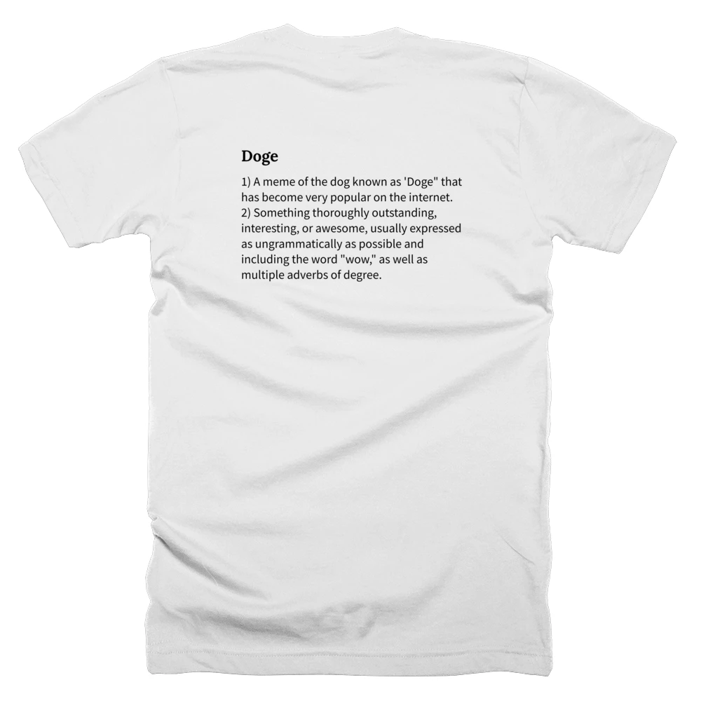 T-shirt with a definition of 'Doge' printed on the back