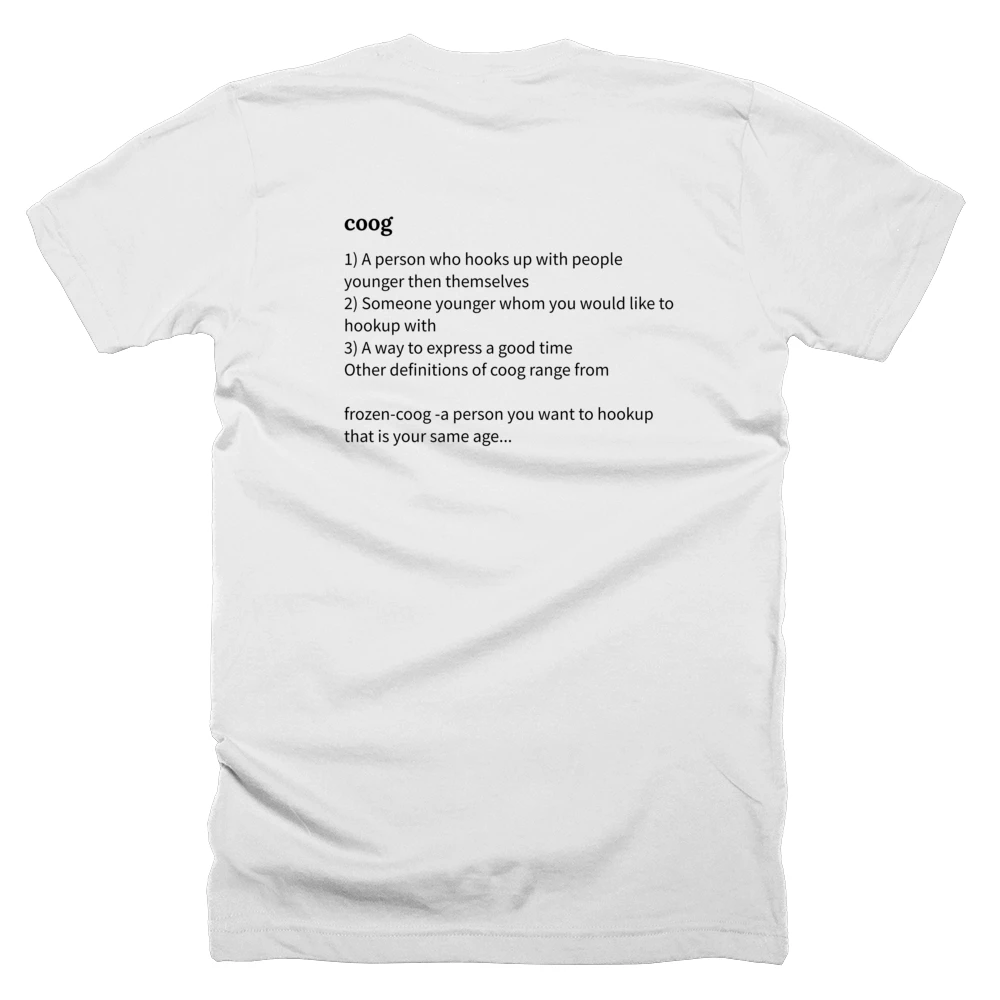 T-shirt with a definition of 'coog' printed on the back