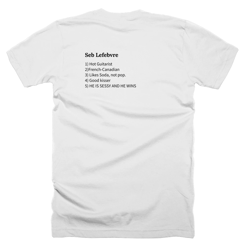 T-shirt with a definition of 'Seb Lefebvre' printed on the back