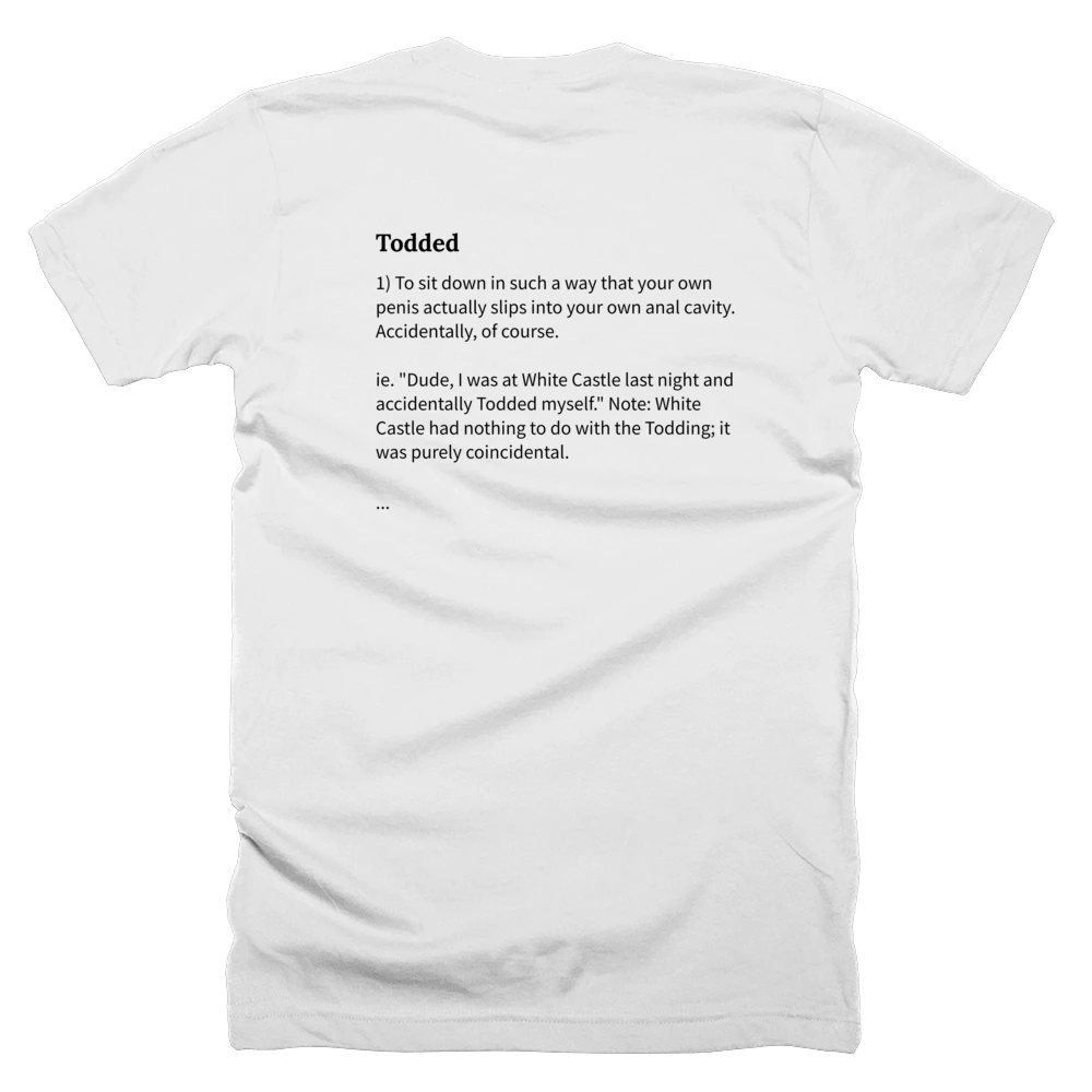 T-shirt with a definition of 'Todded' printed on the back