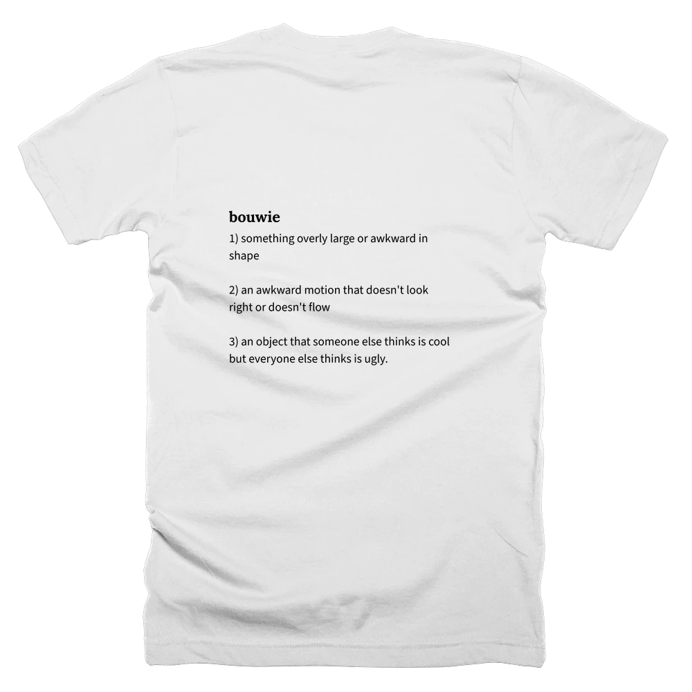 T-shirt with a definition of 'bouwie' printed on the back