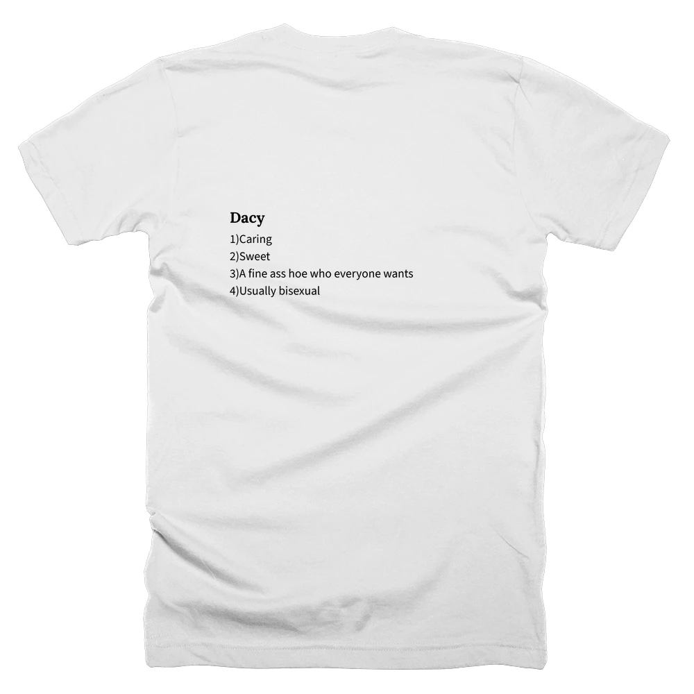 T-shirt with a definition of 'Dacy' printed on the back