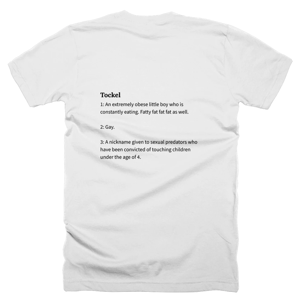 T-shirt with a definition of 'Tockel' printed on the back