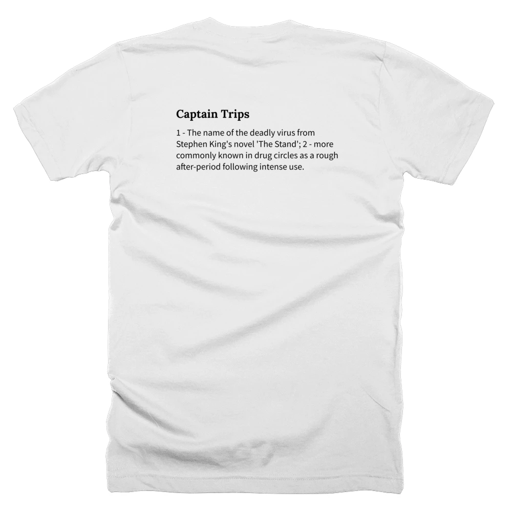 T-shirt with a definition of 'Captain Trips' printed on the back