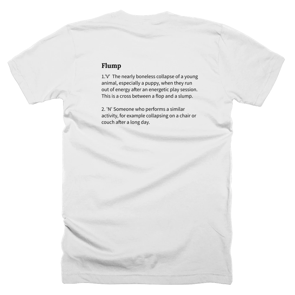 T-shirt with a definition of 'Flump' printed on the back