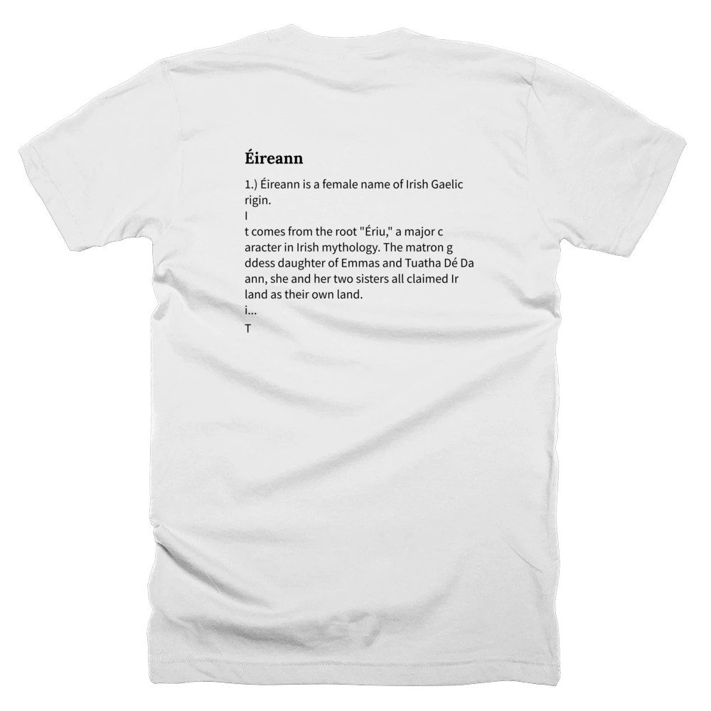 T-shirt with a definition of 'Éireann' printed on the back