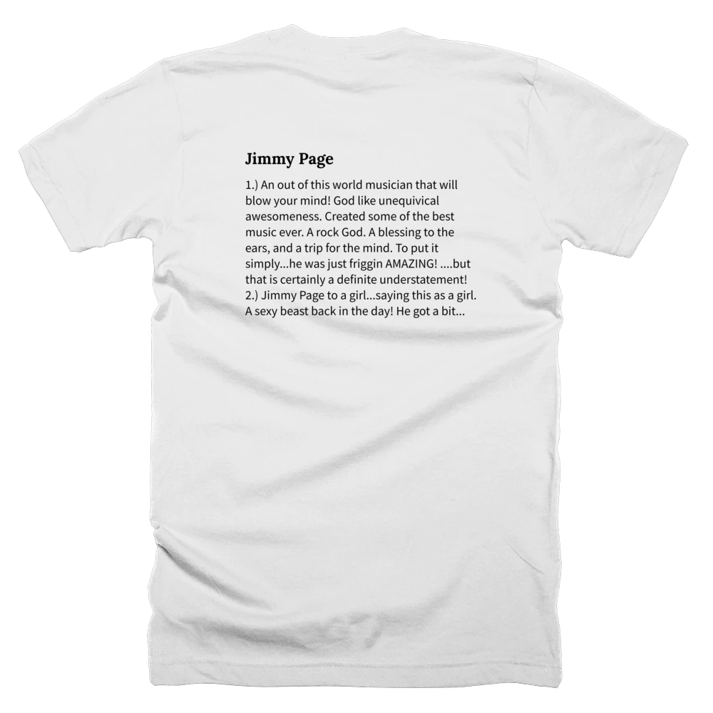 T-shirt with a definition of 'Jimmy Page' printed on the back