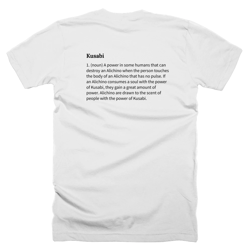 T-shirt with a definition of 'Kusabi' printed on the back