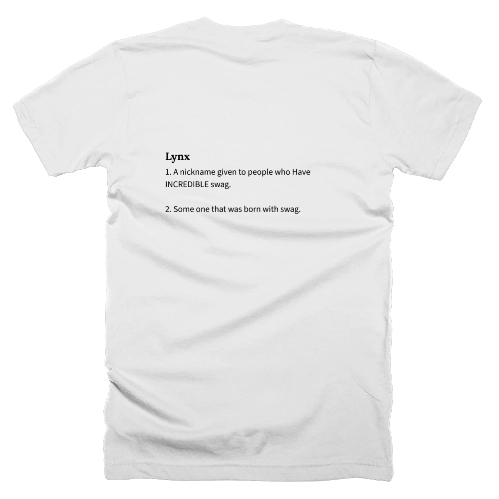 T-shirt with a definition of 'Lynx' printed on the back
