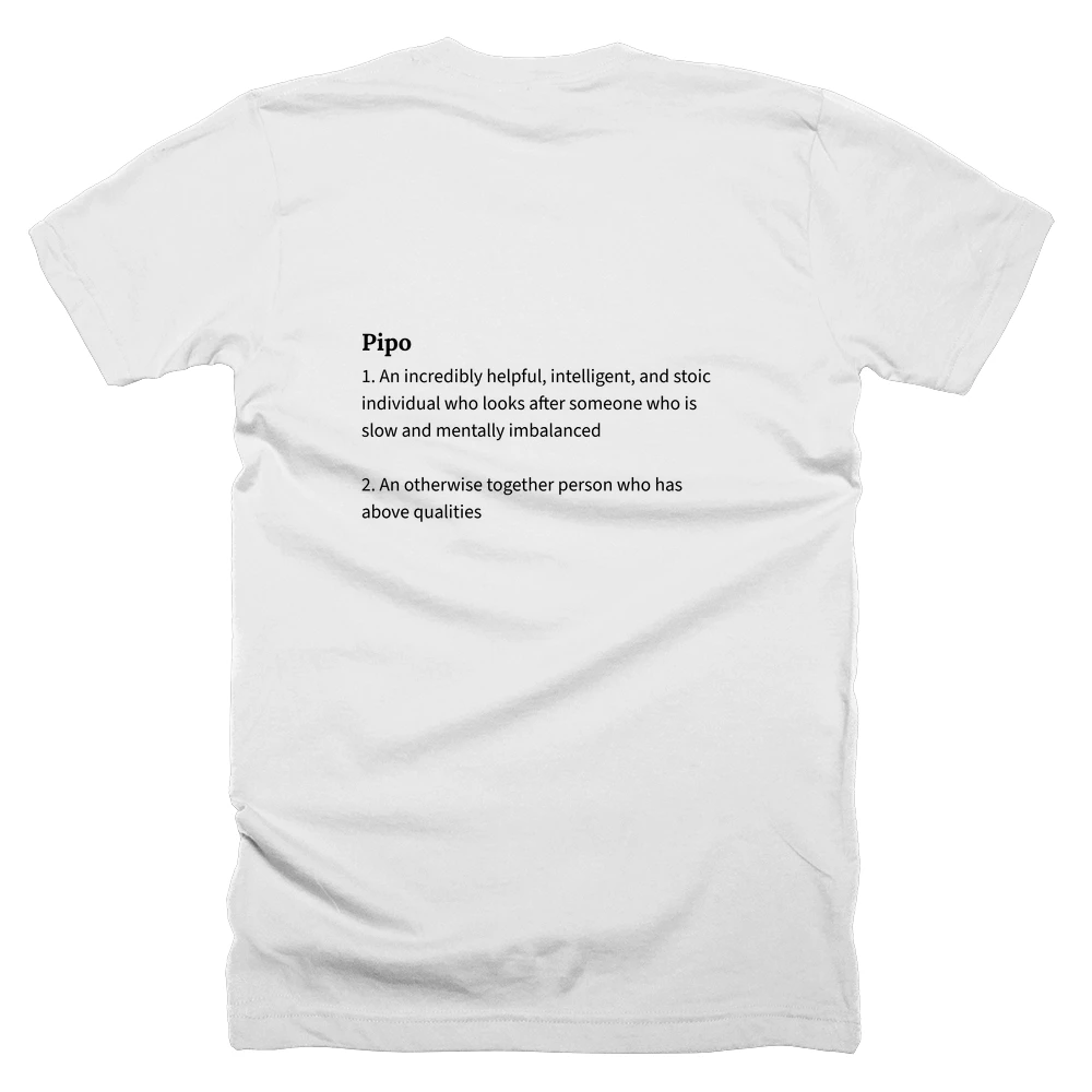T-shirt with a definition of 'Pipo' printed on the back