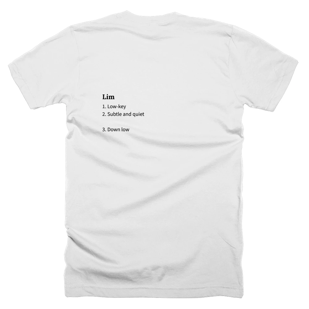 T-shirt with a definition of 'Lim' printed on the back