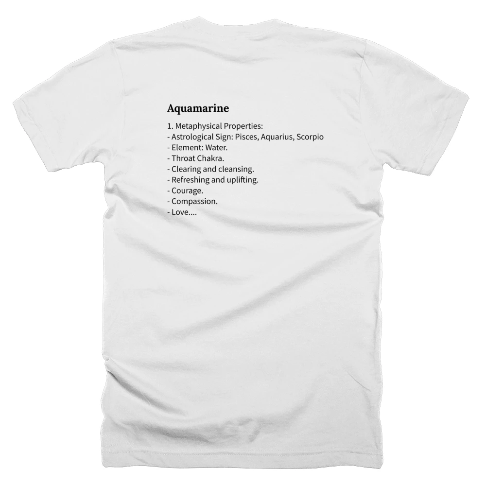 T-shirt with a definition of 'Aquamarine' printed on the back
