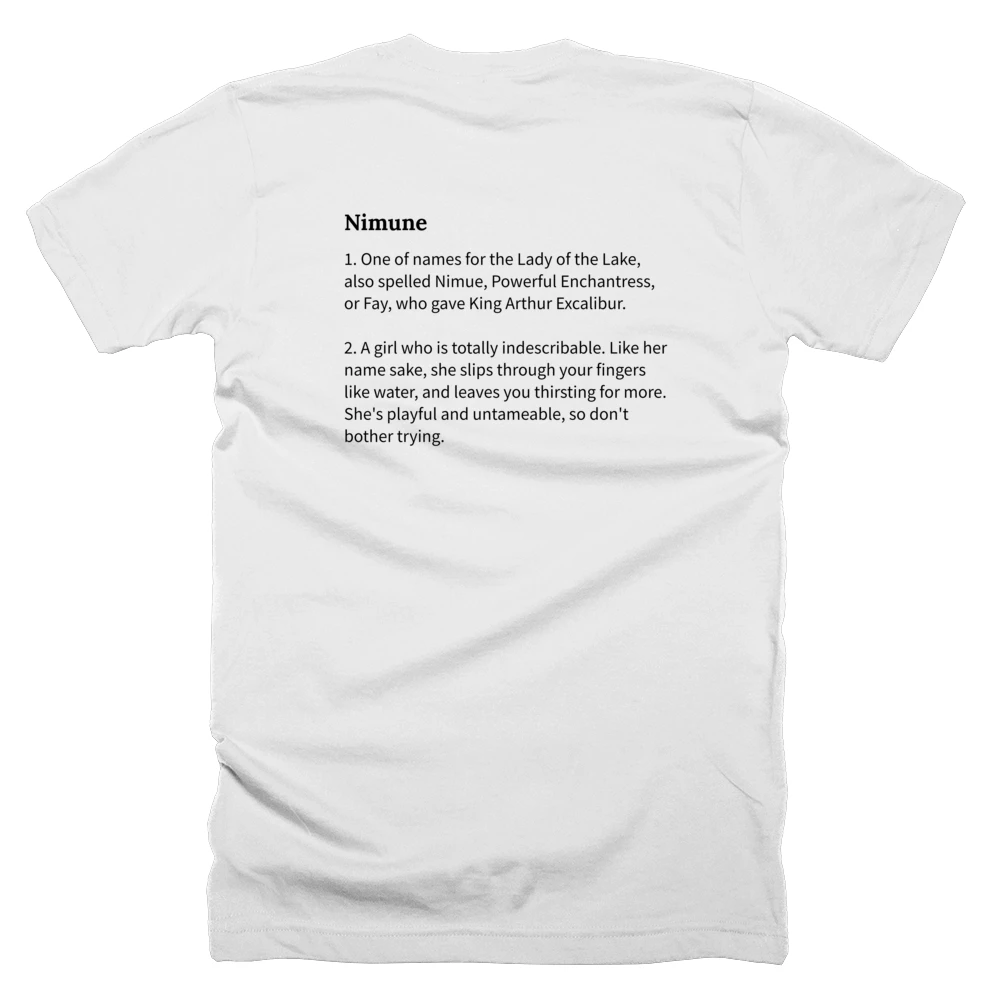 T-shirt with a definition of 'Nimune' printed on the back