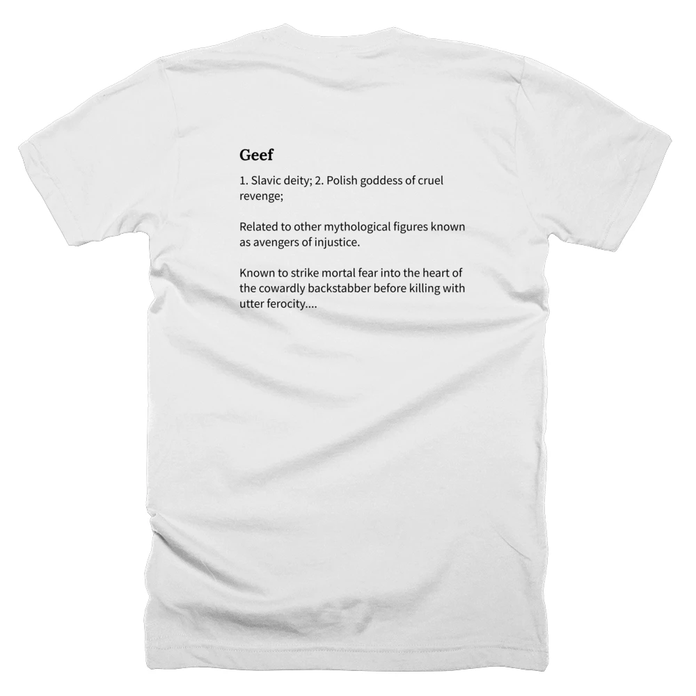 T-shirt with a definition of 'Geef' printed on the back