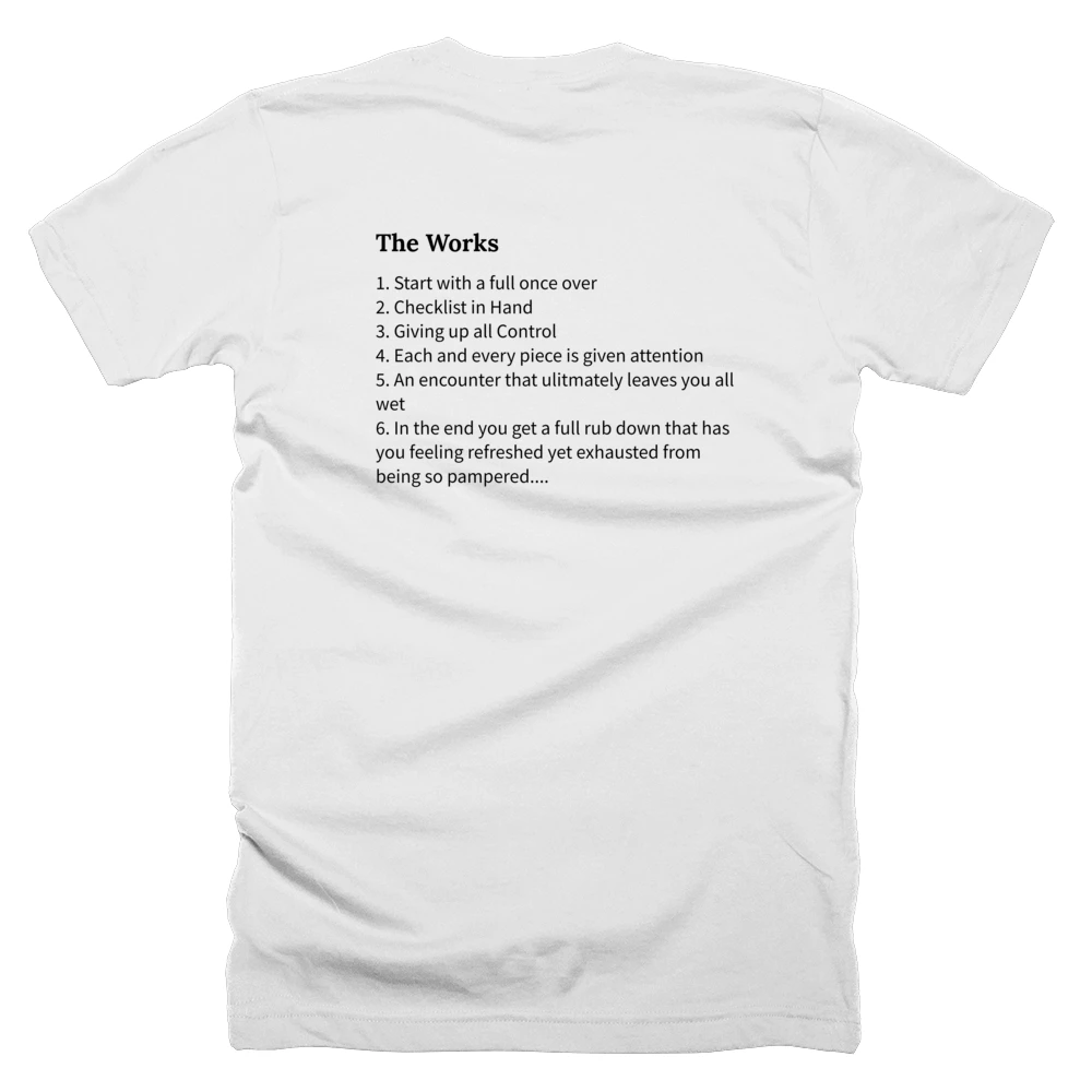 T-shirt with a definition of 'The Works' printed on the back