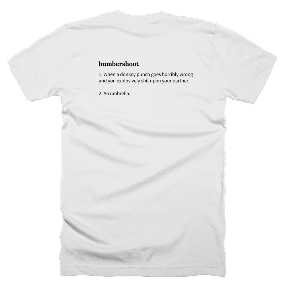 T-shirt with a definition of 'bumbershoot' printed on the back