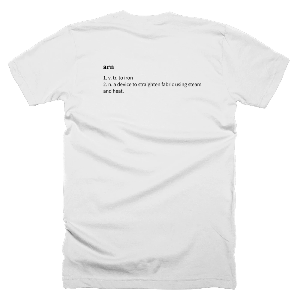 T-shirt with a definition of 'arn' printed on the back