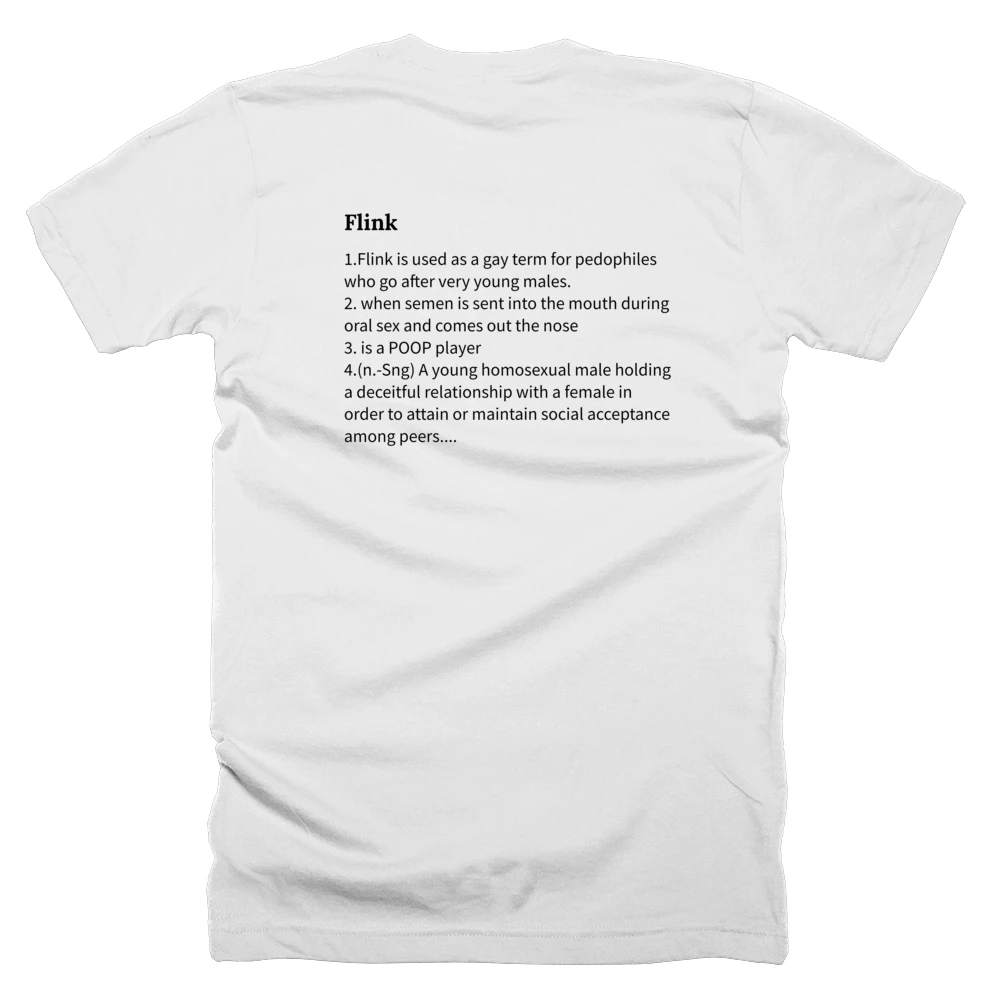 T-shirt with a definition of 'Flink' printed on the back