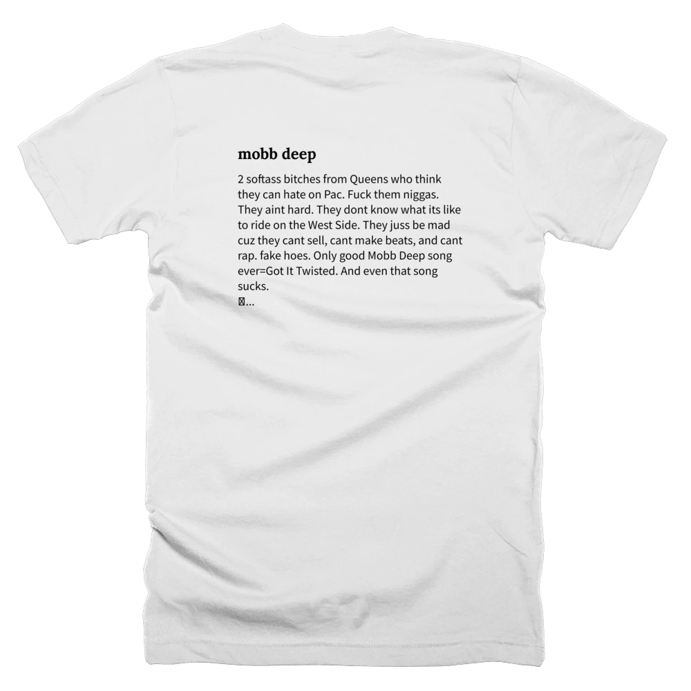 T-shirt with a definition of 'mobb deep' printed on the back