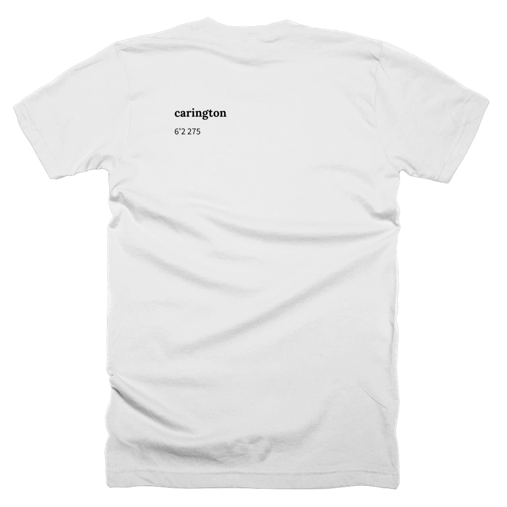 T-shirt with a definition of 'carington' printed on the back