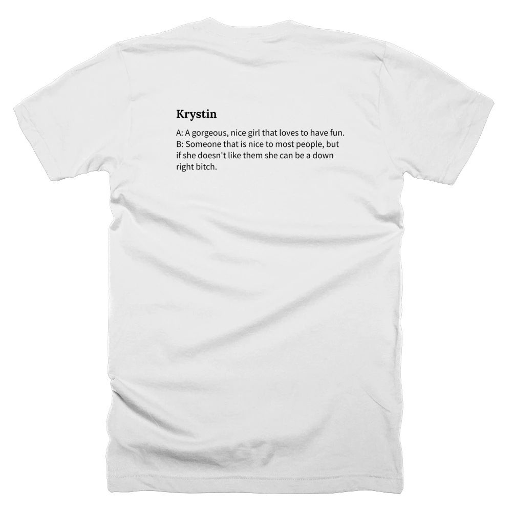 T-shirt with a definition of 'Krystin' printed on the back