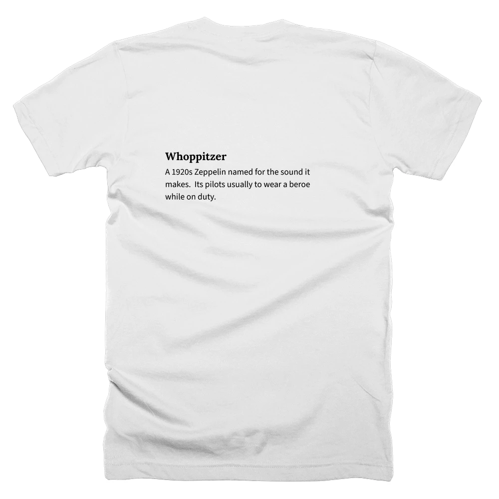 T-shirt with a definition of 'Whoppitzer' printed on the back