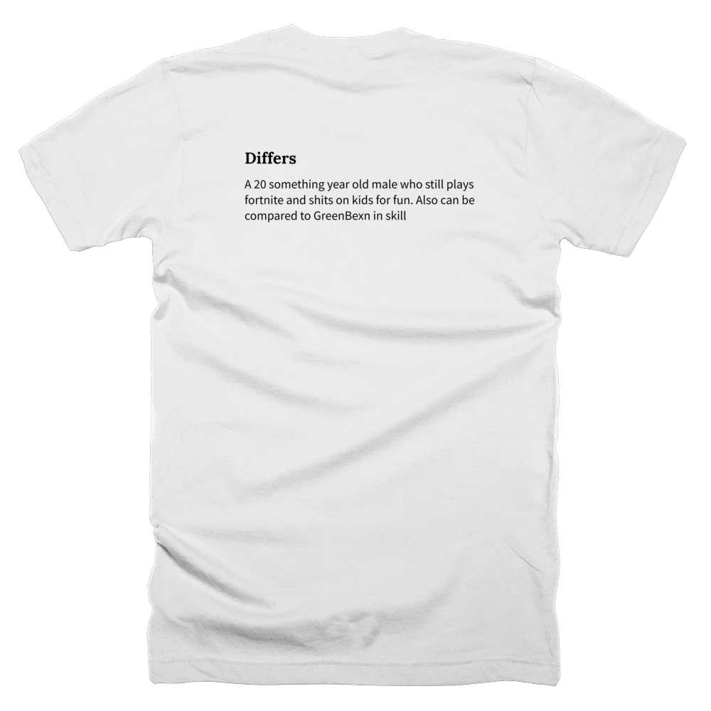 T-shirt with a definition of 'Differs' printed on the back
