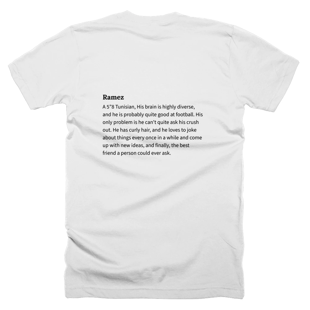T-shirt with a definition of 'Ramez' printed on the back
