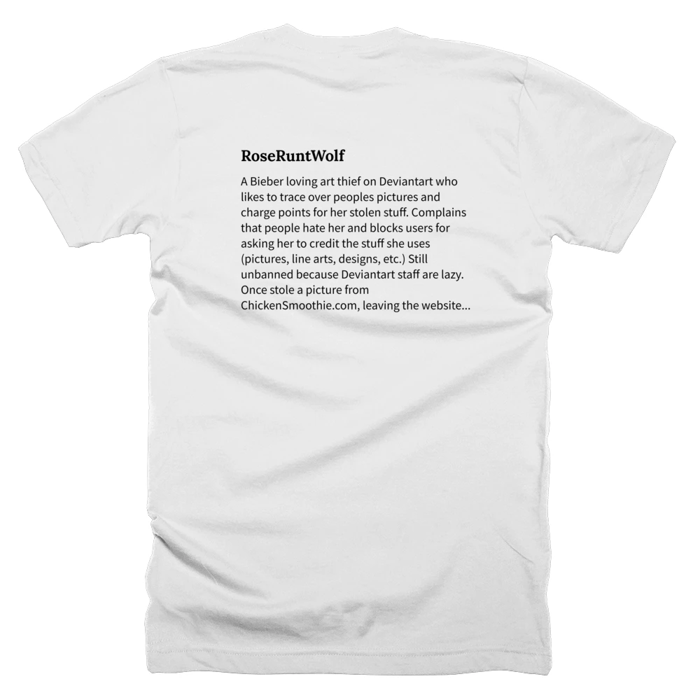 T-shirt with a definition of 'RoseRuntWolf' printed on the back
