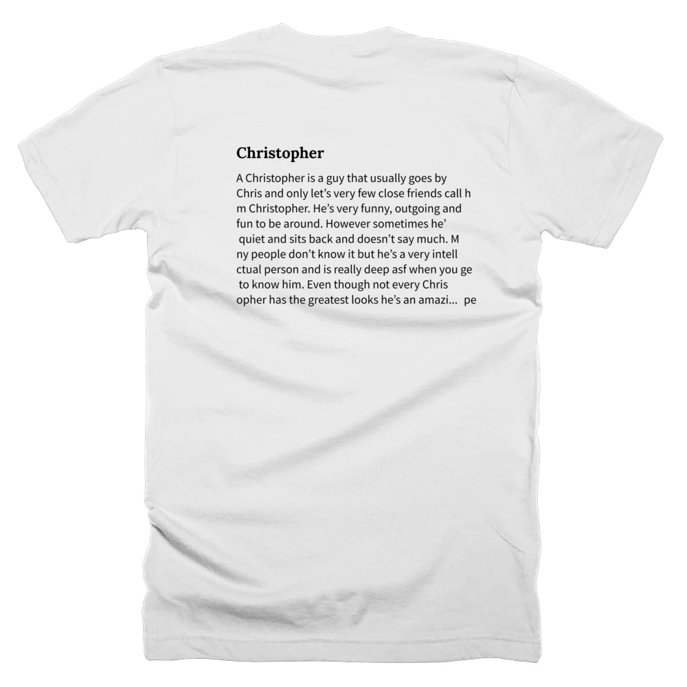 T-shirt with a definition of 'Christopher' printed on the back