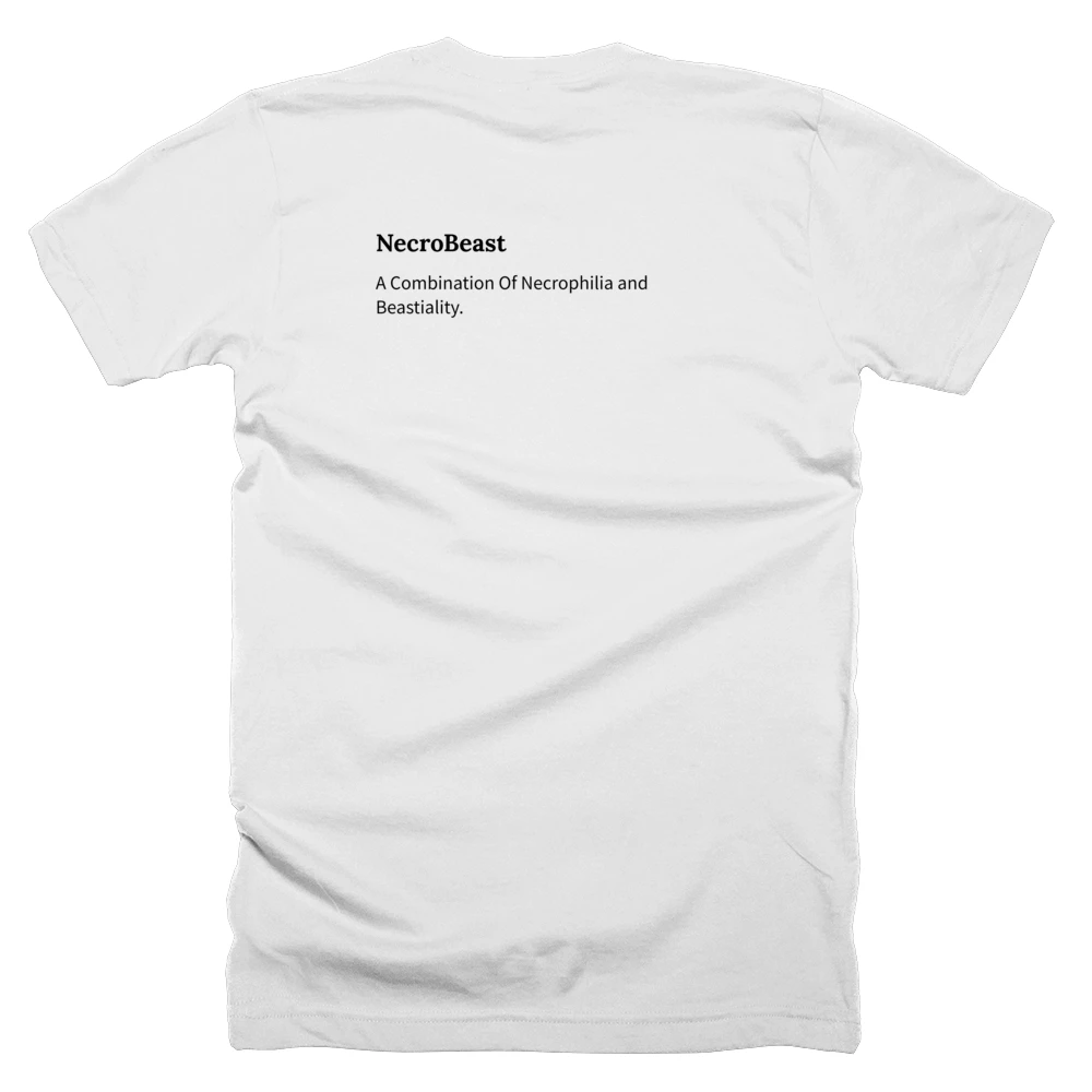 T-shirt with a definition of 'NecroBeast' printed on the back