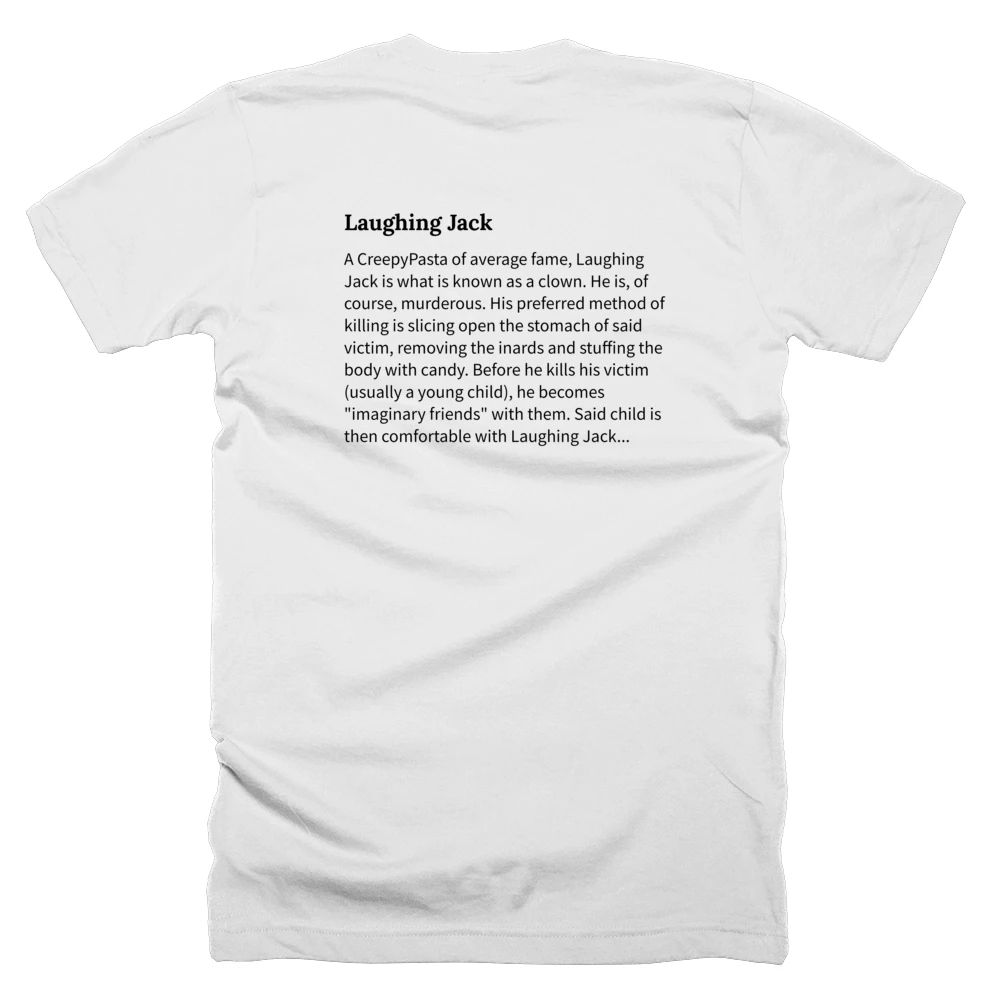 T-shirt with a definition of 'Laughing Jack' printed on the back