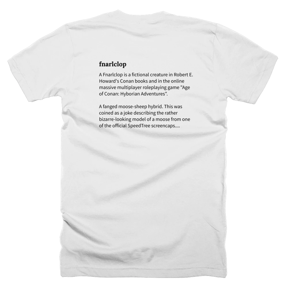 T-shirt with a definition of 'fnarlclop' printed on the back