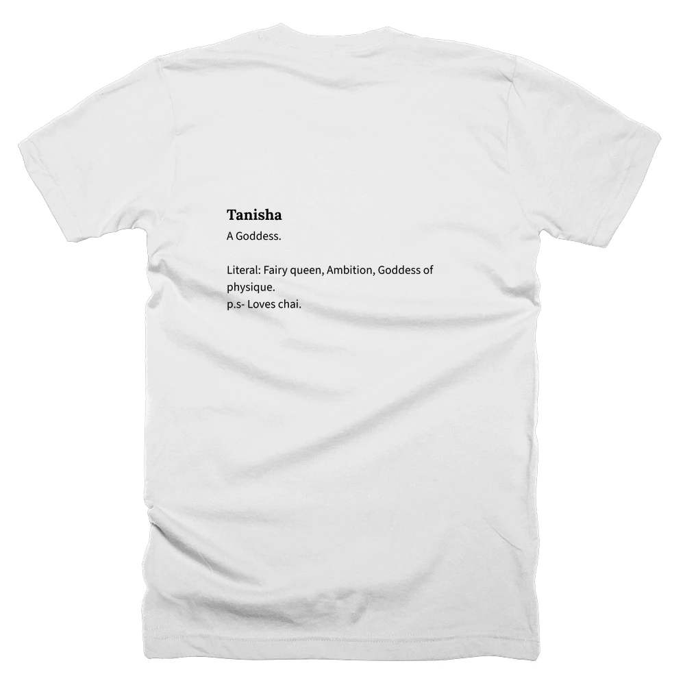 T-shirt with a definition of 'Tanisha' printed on the back