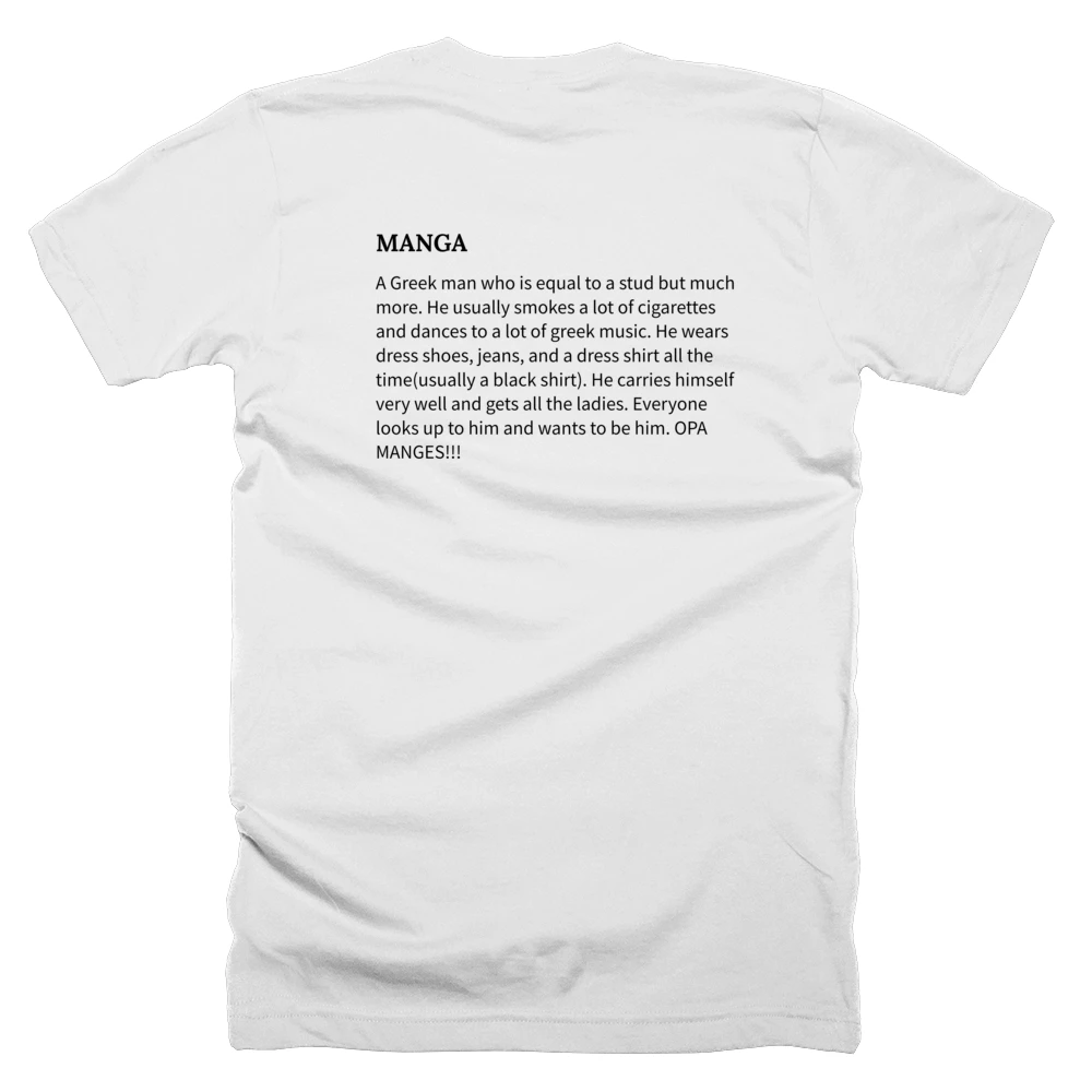 T-shirt with a definition of 'MANGA' printed on the back