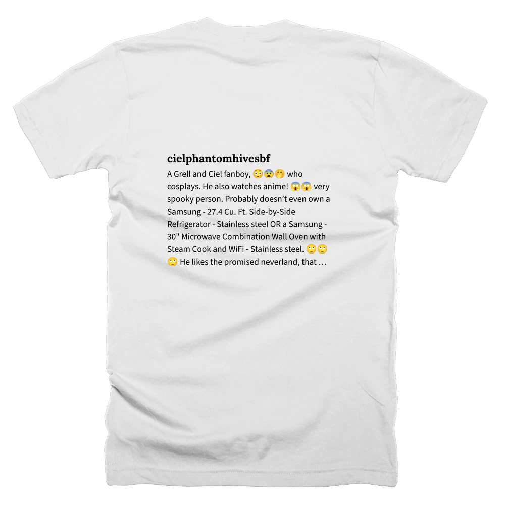 T-shirt with a definition of 'cielphantomhivesbf' printed on the back