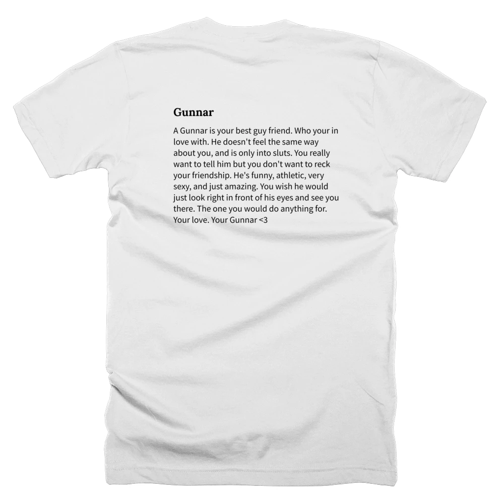 T-shirt with a definition of 'Gunnar' printed on the back