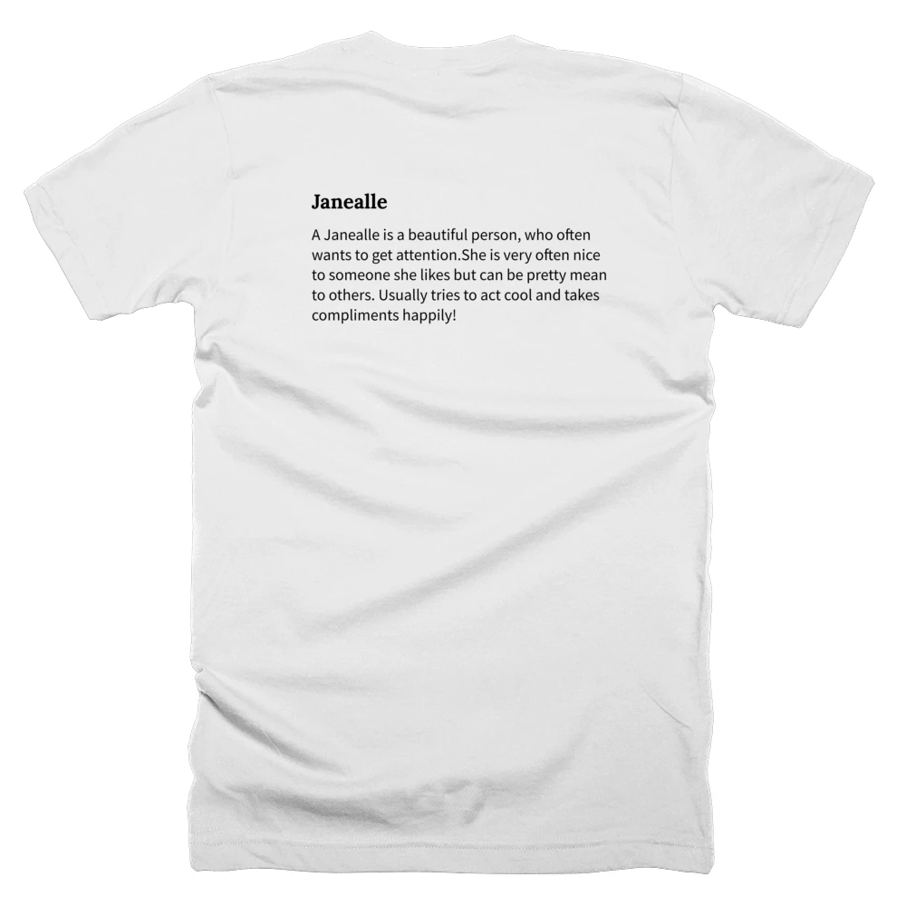 T-shirt with a definition of 'Janealle' printed on the back