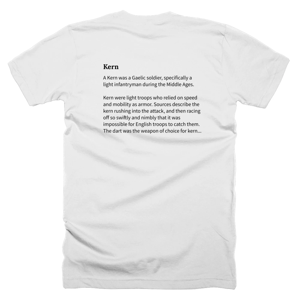 T-shirt with a definition of 'Kern' printed on the back