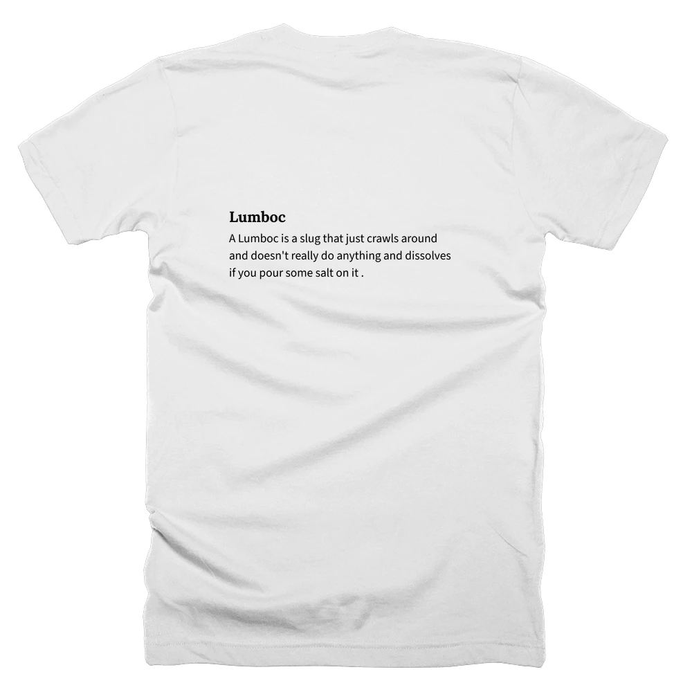 T-shirt with a definition of 'Lumboc' printed on the back