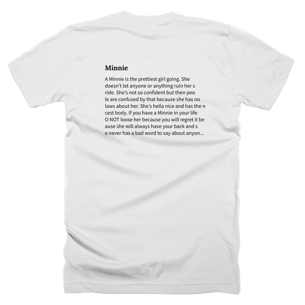 T-shirt with a definition of 'Minnie' printed on the back