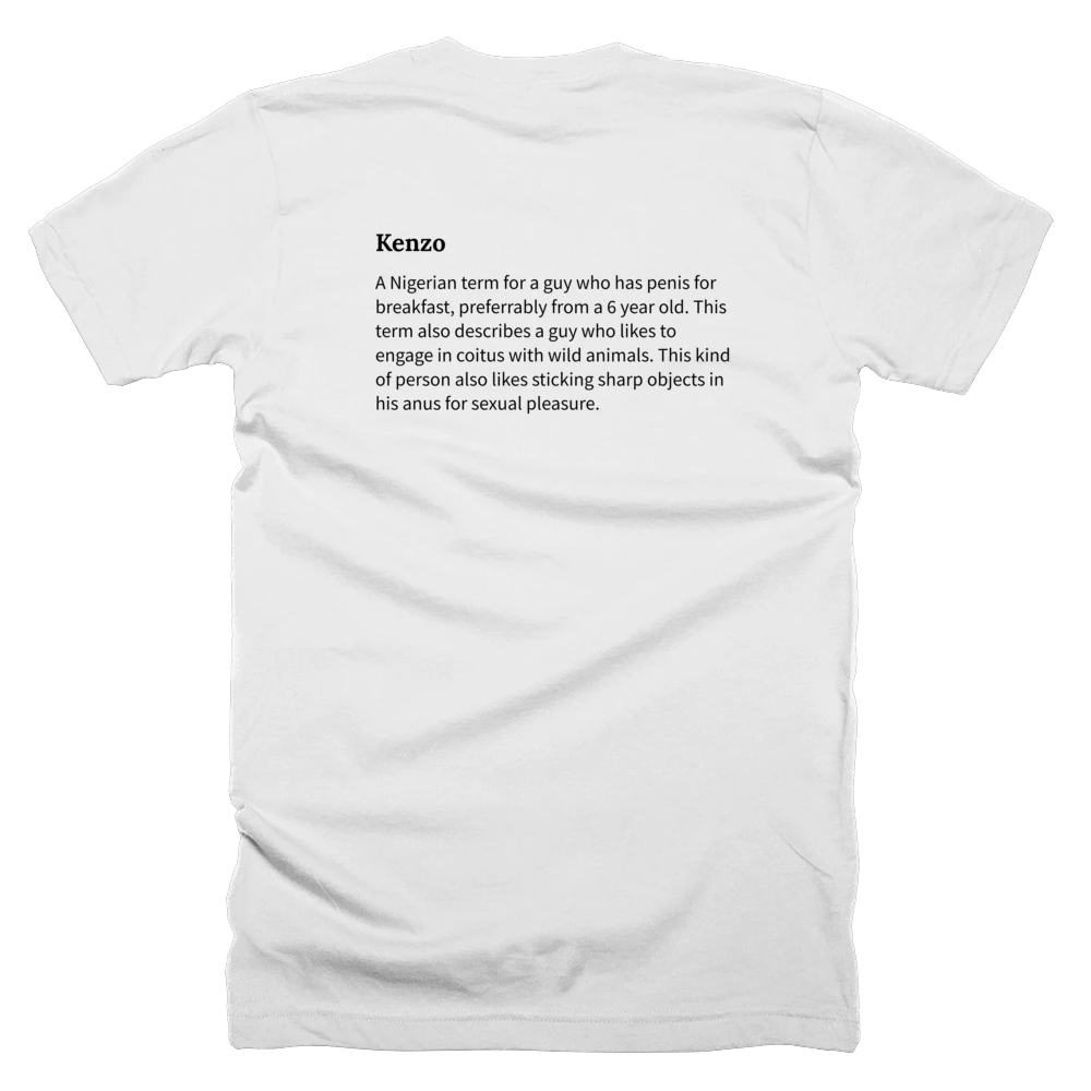 T-shirt with a definition of 'Kenzo' printed on the back