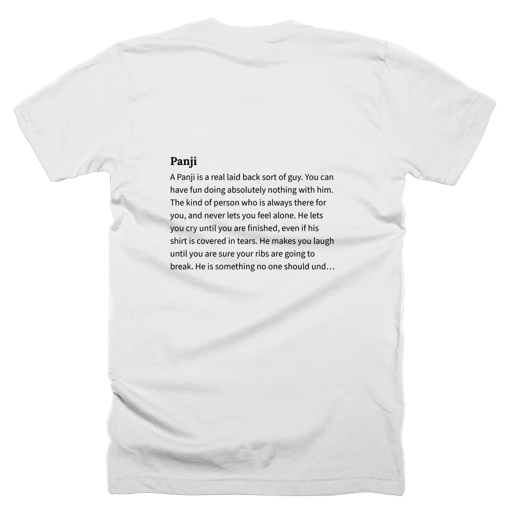 T-shirt with a definition of 'Panji' printed on the back