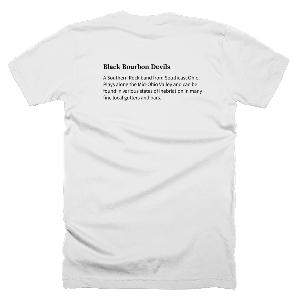 T-shirt with a definition of 'Black Bourbon Devils' printed on the back