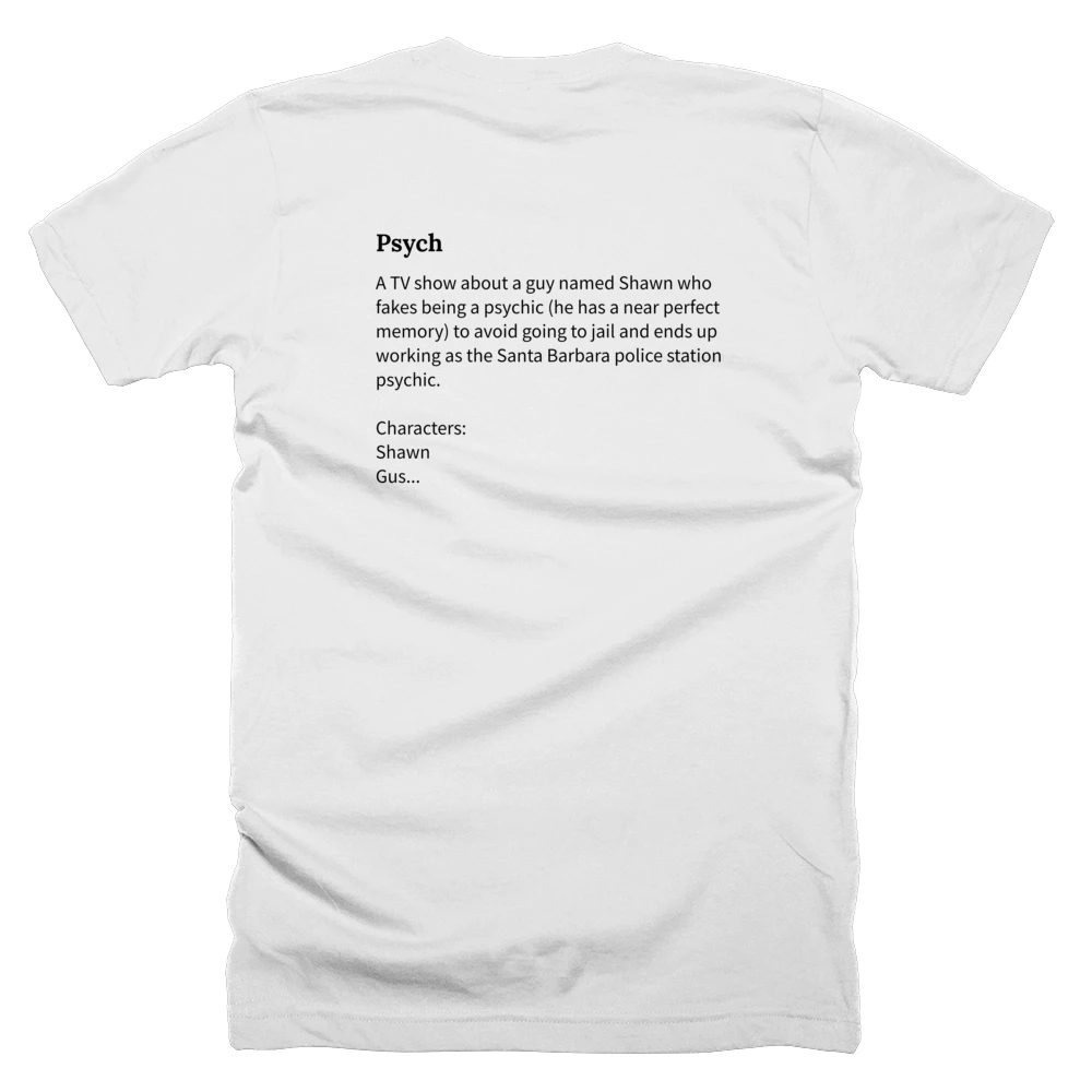 T-shirt with a definition of 'Psych' printed on the back