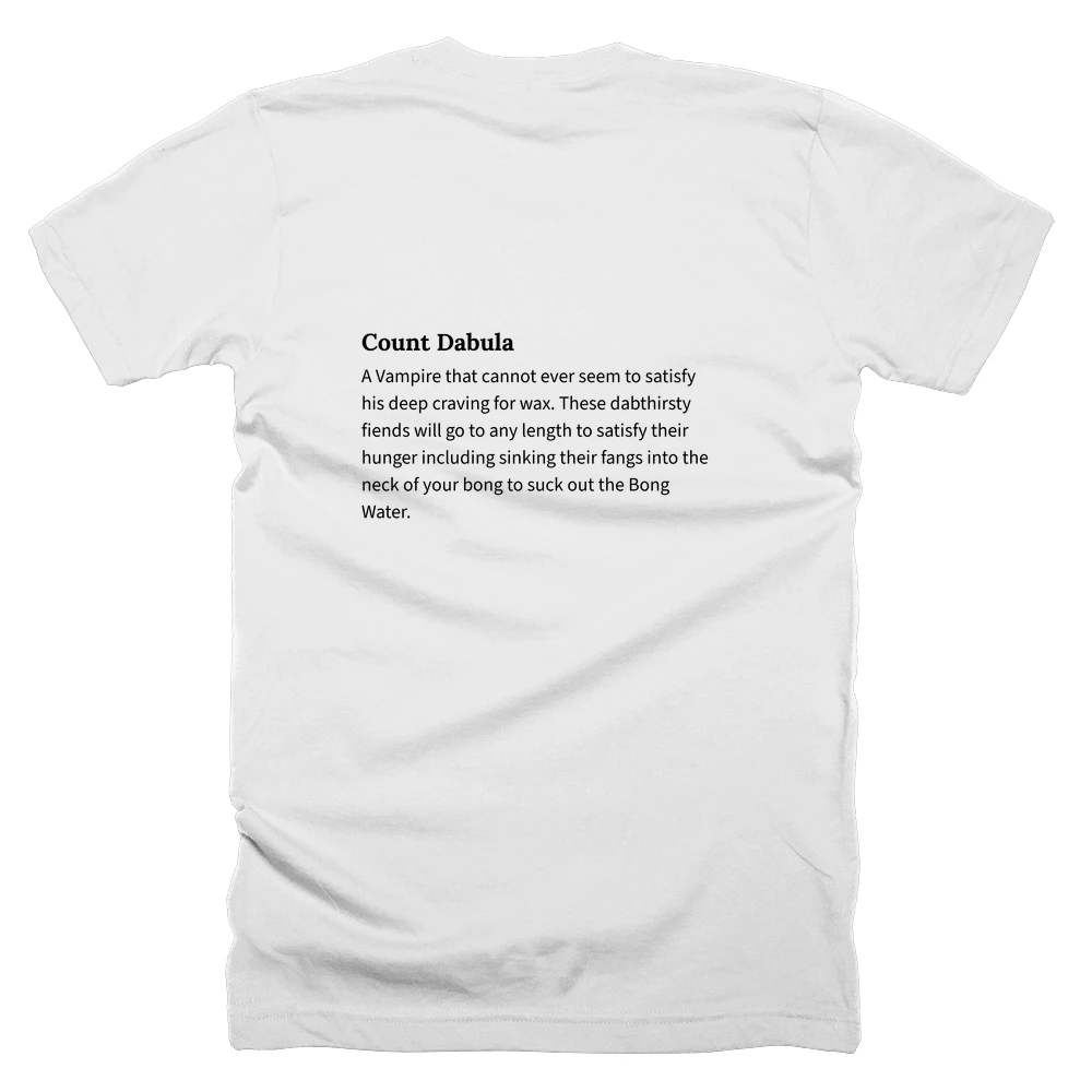 T-shirt with a definition of 'Count Dabula' printed on the back