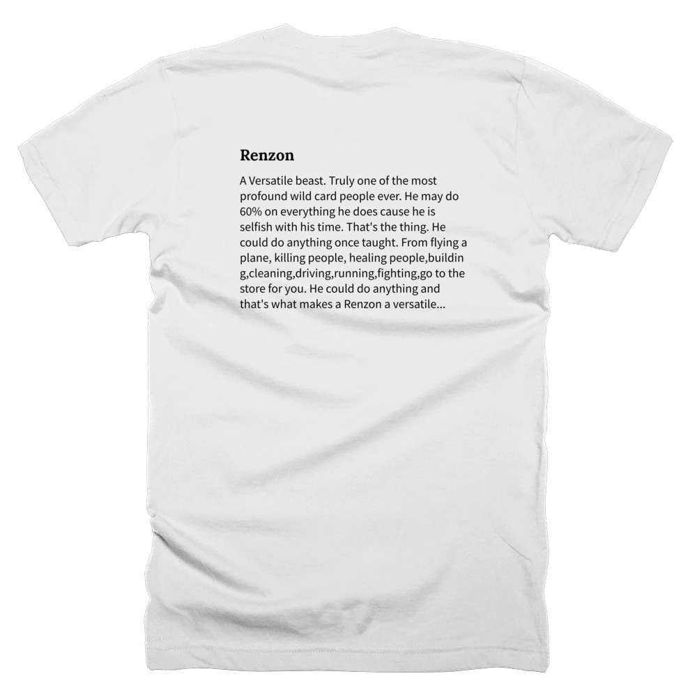 T-shirt with a definition of 'Renzon' printed on the back